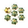 6-Petal Alloy Enamel Bead Caps ENAM-WH0063-01B-2