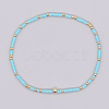 Bohemian Style Rainbow Glass & Brass Beaded Handmade Fashion Women's Bracelet QD2599-13-1