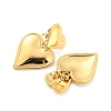 304 Stainless Steel Double Heart Dangle Stud Earrings for Women EJEW-D076-01B-G-2