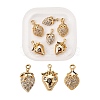 6Pcs Brass Micro Pave Clear Cubic Zirconia Charms KK-LS0001-41-2