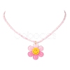 Acrylic Flower Pendant Necklace with Glass Beaded Chains NJEW-JN04593-3