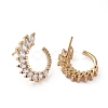 Brass Micro Pave Clear Cubic Zirconia Stud Earrings EJEW-L224-45G-2