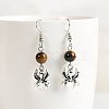 Natural Tiger Eye Dangle Earrings PW-WG32580-07-1