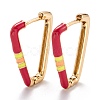 Brass Enamel Huggie Hoop Earrings EJEW-F264-22-G-4