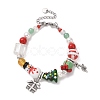 Snowman & Candy Cane Alloy Charm Bracelet BJEW-TA00265-1