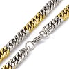 Two Tone Vacuum Plating 201 Stainless Steel Cuban Link Chain Necklace with 304 Stainless Steel Clasps for Men Women NJEW-M194-01E-GP-3