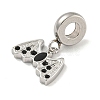 304 Stainless Steel Black Enamel European Dangle Charms STAS-U005-35P-2