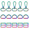 Gorgecraft 15Pcs 3 Style Rainbow Color Zinc Alloy Swivel Clasps FIND-GF0003-41-1