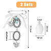 2Pcs 2 Style Oval & Love Heart Blank Glass Dome Wedding Bouquet Photo Charms Safety Pin Brooches JEWB-AB00006-2