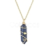 Natural Mixed Gemstone Faceted Bullet Shape Copper Wire Star Wrapped Pendant Necklaces NJEW-JN05024-01-4