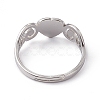201 Stainless Steel Heart Adjustable Ring for Women RJEW-K242-01P-2
