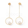 Ring with Imitation Pearl Long Tassel Dangle Stud Earrings STAS-E154-04G-1