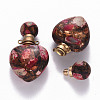 Heart Assembled Natural Bronzite and Synthetic Imperial Jasper Openable Perfume Bottle Pendants G-R484-01D-3