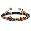 Round Natural Tiger Eye Braided Beaded Bracelets XM7085-5-1