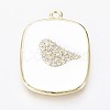 Golden Plated Brass Micro Pave Clear Cubic Zirconia Pendants KK-F807-17-G-2