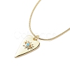5Pcs 5 Color Cubic Zirconia Heart with Evil Eye Pendant Necklaces Set with Round Snake Chains NJEW-JN04086-4