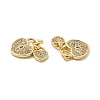 Brass Micro Pave Clear Cubic Zirconia Charms KK-E068-VB176-2