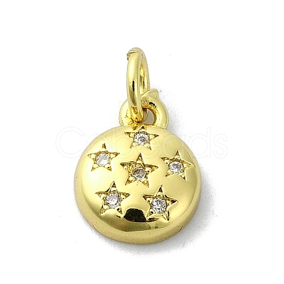 Brass Micro Pave Clear Cubic Zirconia Charms KK-H475-59G-13-1