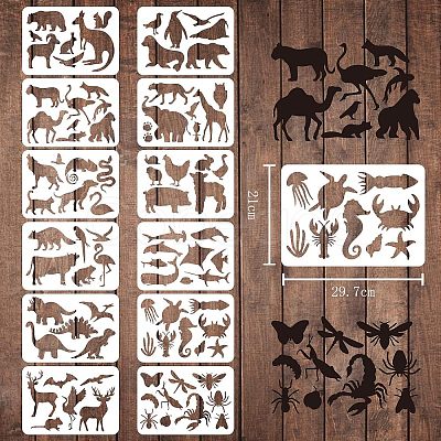 Plastic Reusable Drawing Painting Stencils Templates Sets DIY-WH0172-112-1