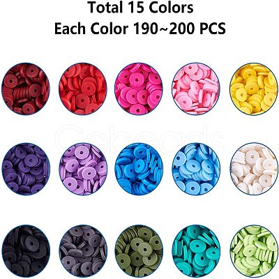 15 Colors Handmade Polymer Clay Beads CLAY-JP0001-02-6mm-1