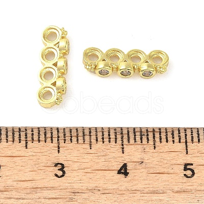 Rack Plating Brass Pave Clear Cubic Zirconia Spacer Bars KK-B088-11C-G-1