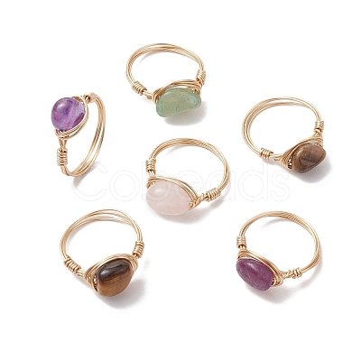 Nuggets Natural Gemstone Finger Rings RJEW-JR00696-1