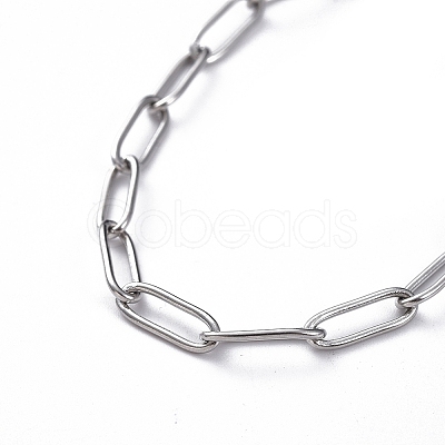 Tarnish Resistant 304 Stainless Steel Paperclip Chain Bracelets X-BJEW-JB04967-1