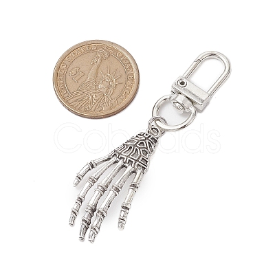 Halloween Themed Alloy Skeleton Hand Pendant Decorations HJEW-JM02147-1