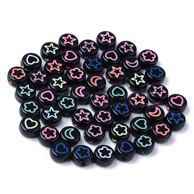 Opaque Black Acrylic Beads X-MACR-S273-45A-1