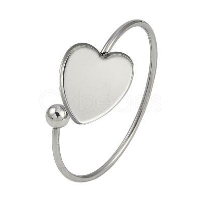 304 Stainless Steel Blank Bangle Bases with Heart Tray STAS-Z088-01P-01-1