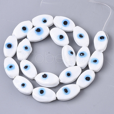 Handmade Evil Eye Lampwork Beads Strands X-LAMP-R143-05-1