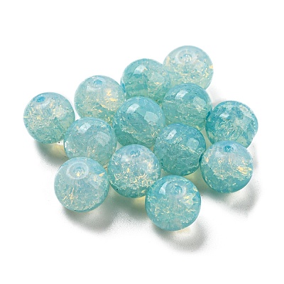 Transparent Spray Painting Crackle Glass Beads GLAA-L046-01A-18-1