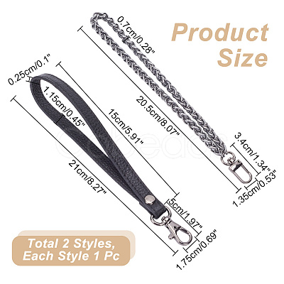 WADORN 2Pcs 2 Style Wristlet Bag Straps DIY-WR0003-05B-1