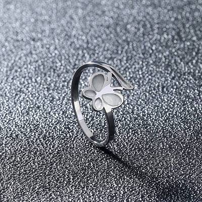 Glow in the Dark Luminous Stainless Steel Butterfly Finger Ring PW-WG57071-01-1