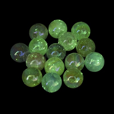 Round UV Plating Luminous Rainbow Iridescent Acrylic Beads LACR-R001-10A-1