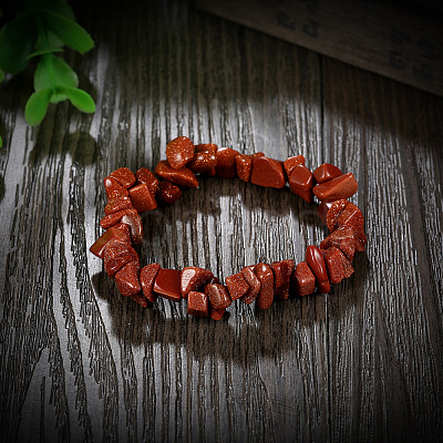 Synthetic Goldstone Chips Stretch Bracelets BJEW-BB16534-H-1