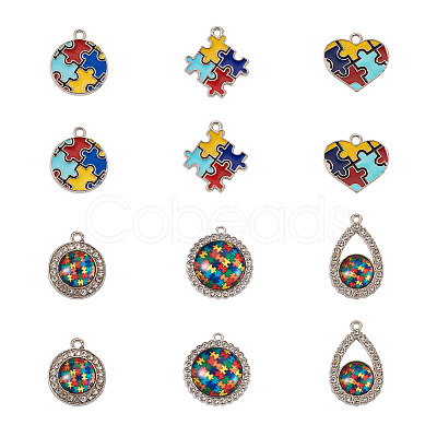 12Pcs 6 Style Zinc Alloy Enamel Pendants FIND-TA0001-63-1