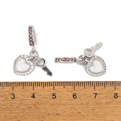 Rack Plating Alloy Light Rose Rhinestone European Dangle Charms FIND-C055-27P-01-1