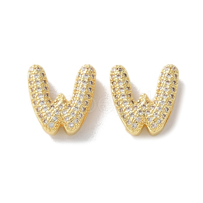 Rack Plating Brass Micro Pave Cubic Zirconia Slide Charms KK-C084-34G-W-1