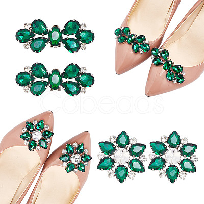 ARRICRAFT 4Pcs 2 Style Flower Glass Rhinestone Shoe Decoration AJEW-AR0001-79B-1