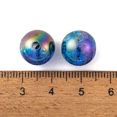 UV Plating Rainbow Iridescent Acrylic Crackl Beads PACR-C009-02A-1