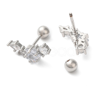 Star Brass Micro Pave Clear Cubic Zirconia Ear Plug Gauges EJEW-L289-01P-02-1