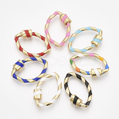 Golden Plated Brass Screw Carabiner Lock Charms KK-S338-143-1