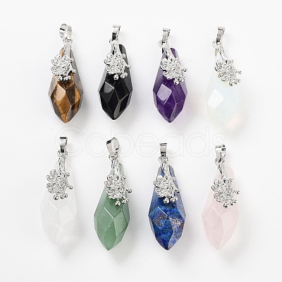 Gemstone Faceted Teardrop Pendants G-Q163-04P-1