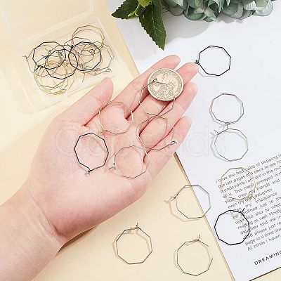 Unicraftale 30Pcs 5 Colors Ion Plating(IP) 316 Surgical Stainless Steel Hoop Earrings Findings STAS-UN0030-95-1