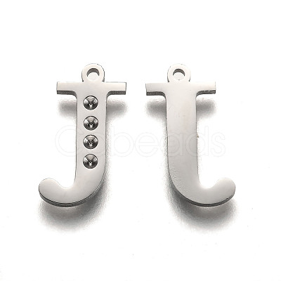 Tarnish Resistant 304 Stainless Steel Letter Pendant Rhinestone Settings STAS-Y006-61P-J-1