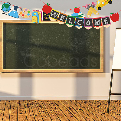 Welocome & School Supplies Paper Banners DIY-WH0453-42-1