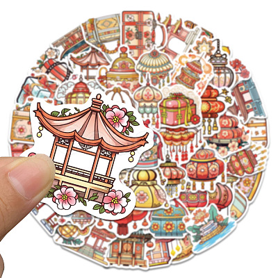 50Pcs Antique Theme PVC Waterproof Self-Adhesive Stickers PW-WG22100-01-1