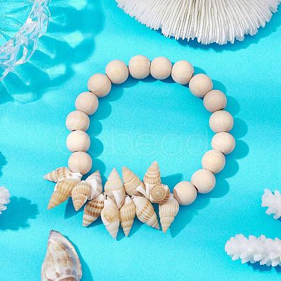 Summer Beach Natural Spiral Shell Stretch Bracelets BJEW-JB10355-1