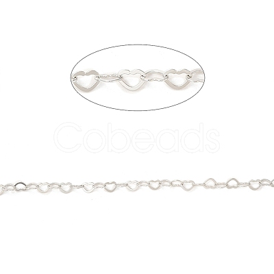 Anti-Tarnish Rhodium Plated 925 Sterling Silver Heart Link Chains STER-NH0001-28A-P-1